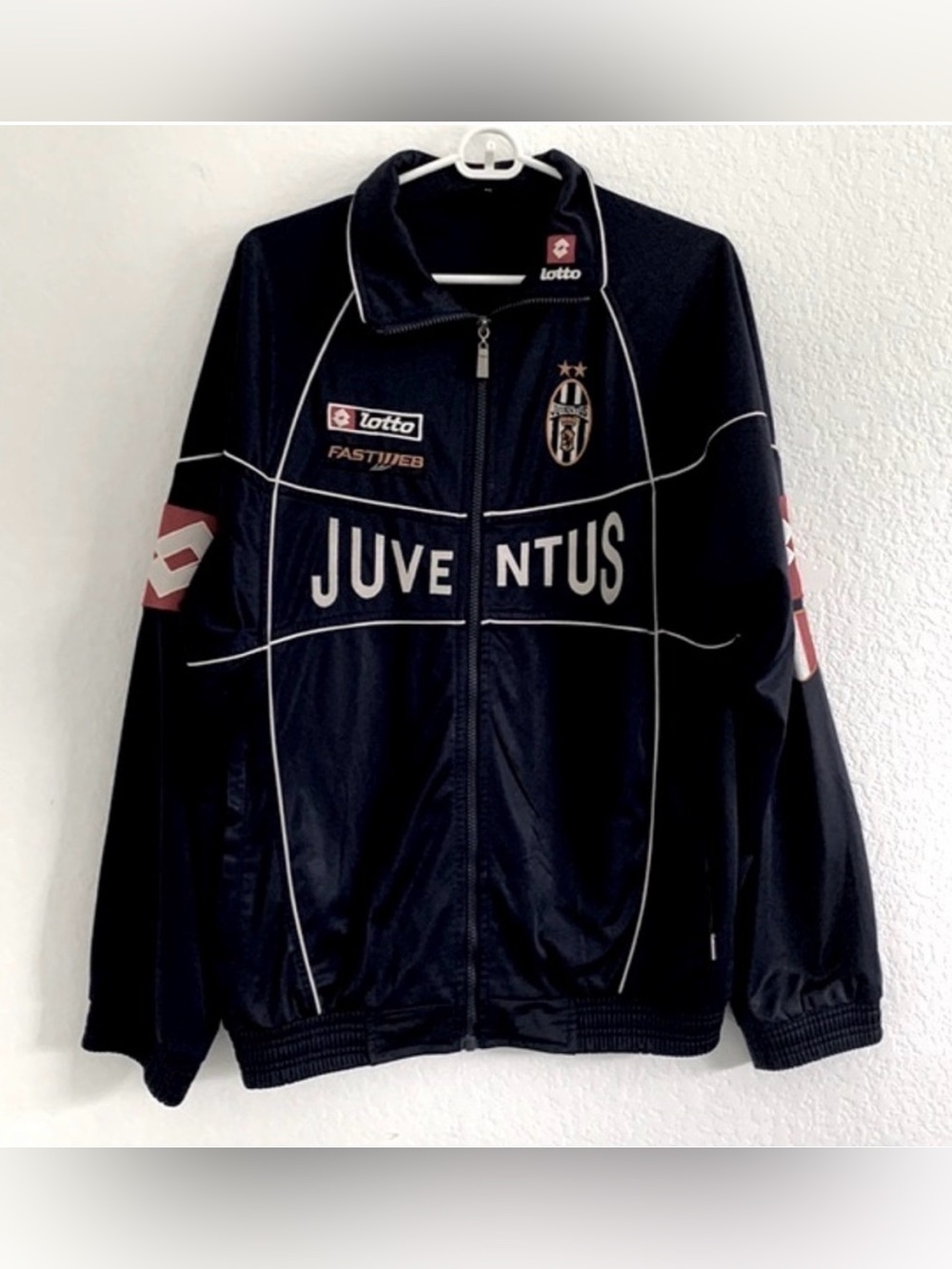VINTAGE TRACK JACKET FC JUVENTUS LOTTO SOCCER CHAMPIONS LEAGUE BLOKECORE SZ XL